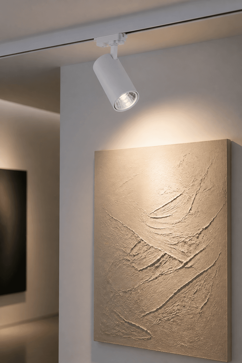 White Cylindrical Track Spotlight