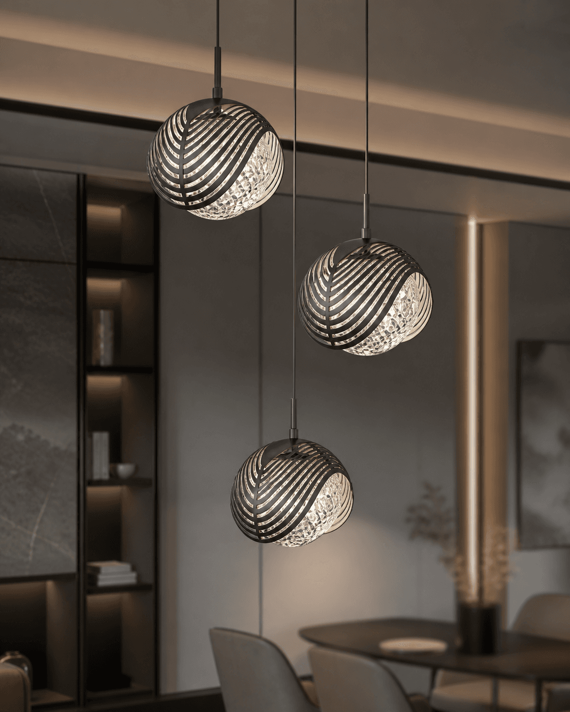 Modern 3-Light Orb Cluster Pendant