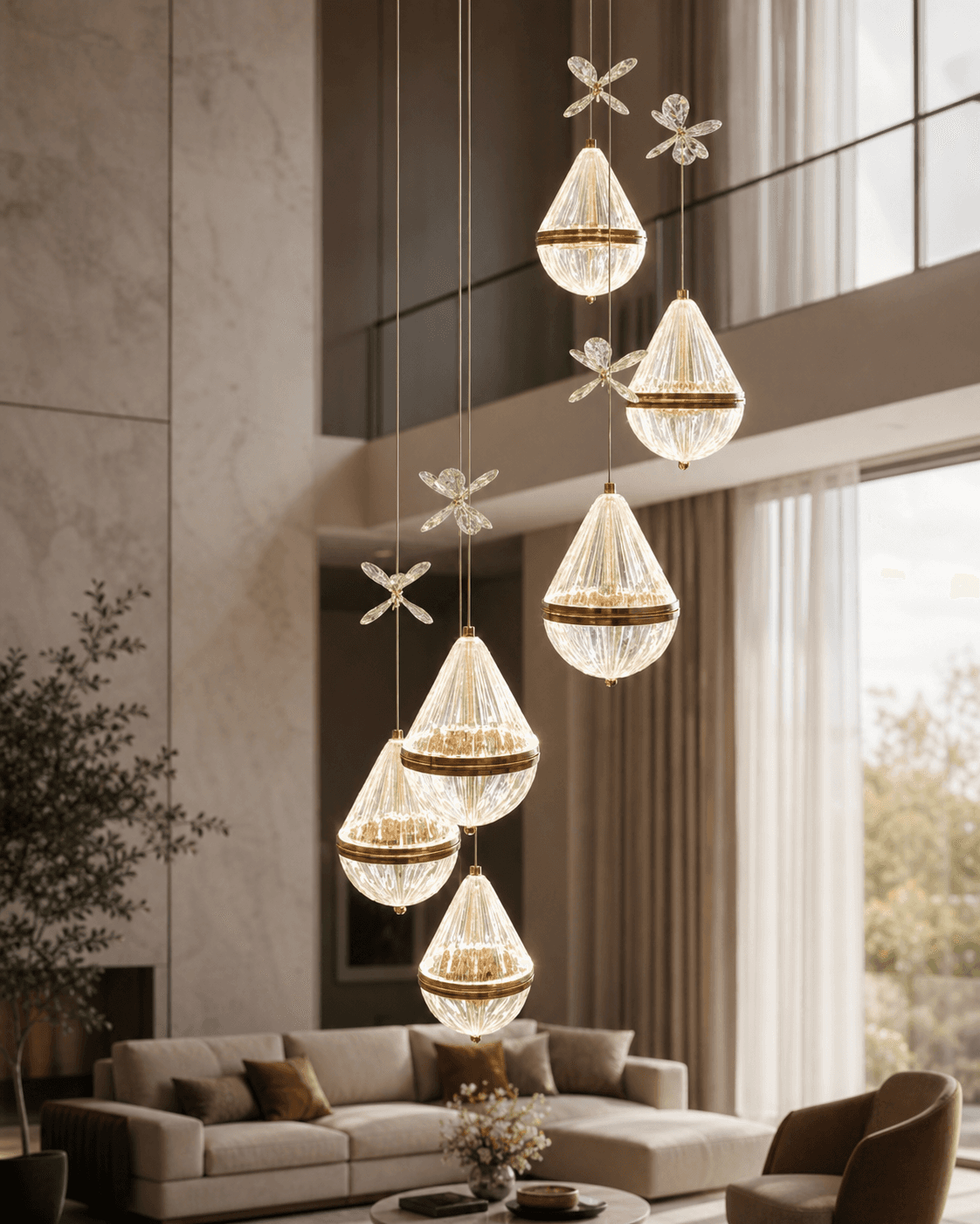 Modern Teardrop Crystal Pendant Chandelier