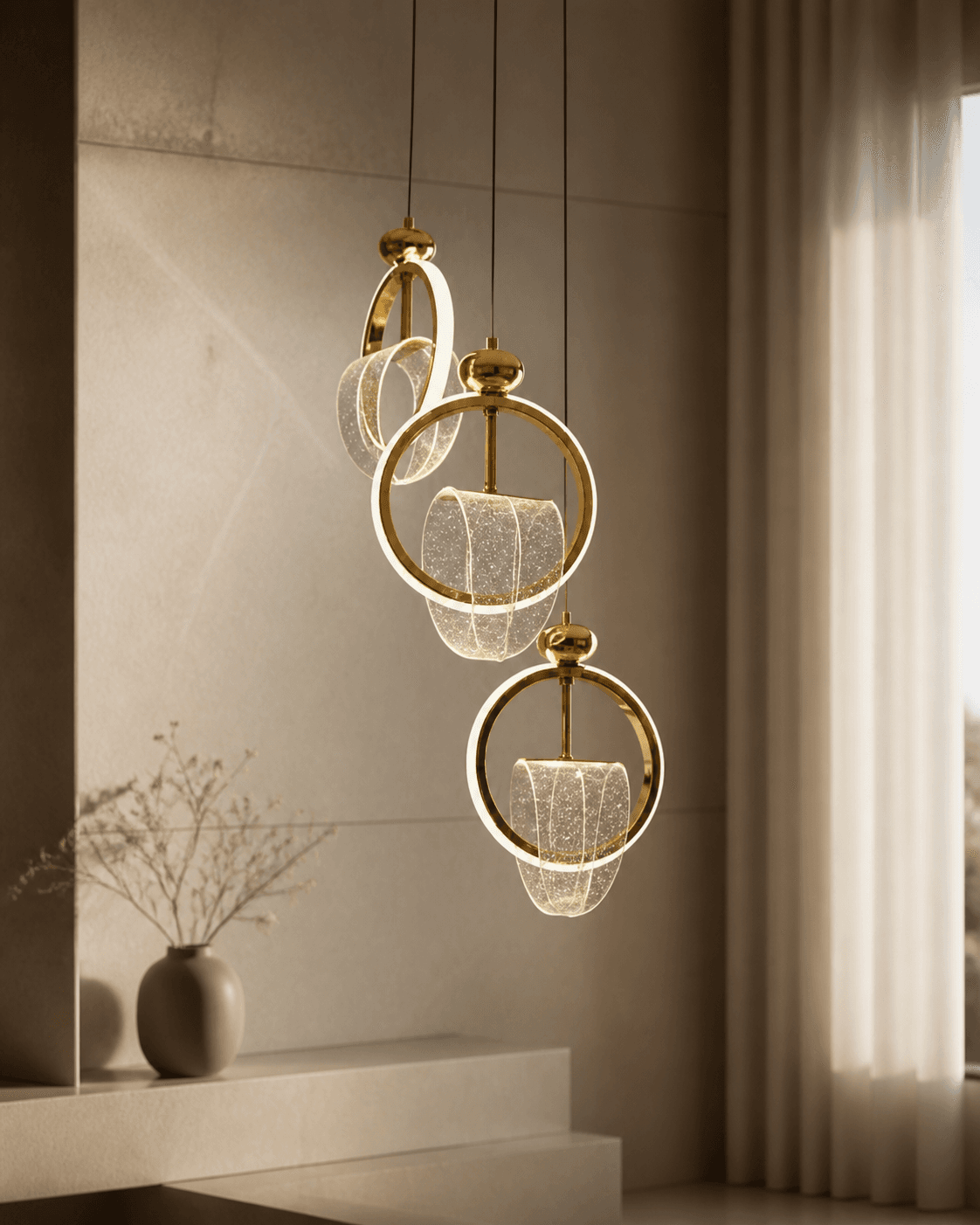 Ring Frame Crystal Pendant Chandelier