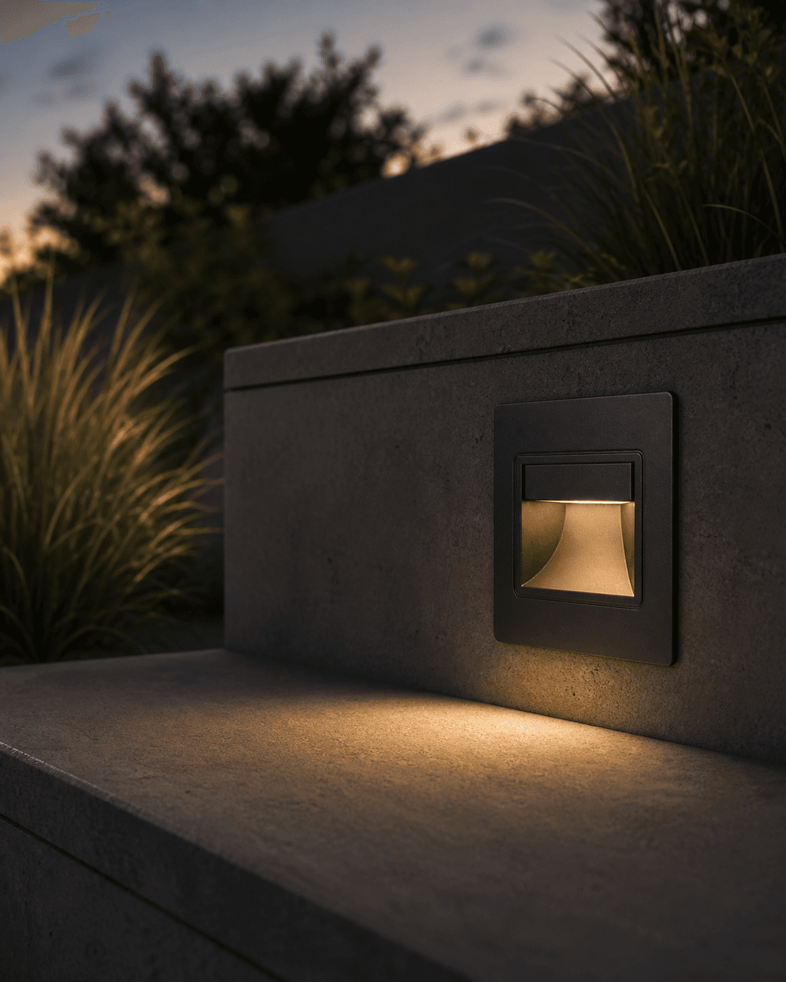 Modern Square Outdoor Step Wall Light