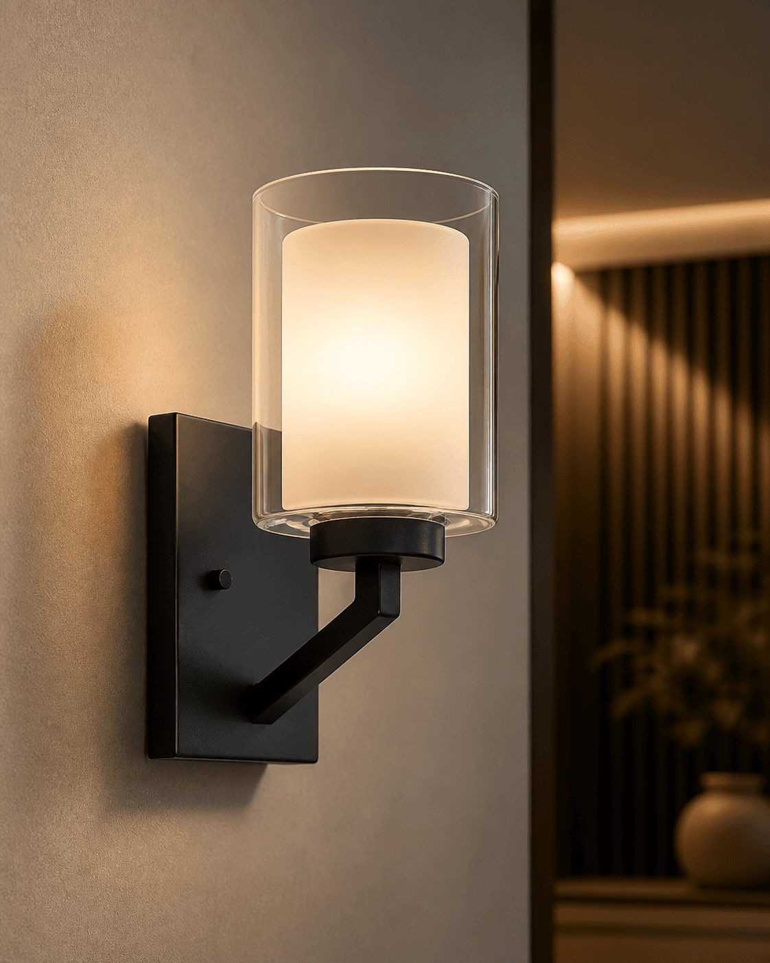 Clear Glass Cylinder Wall Sconce