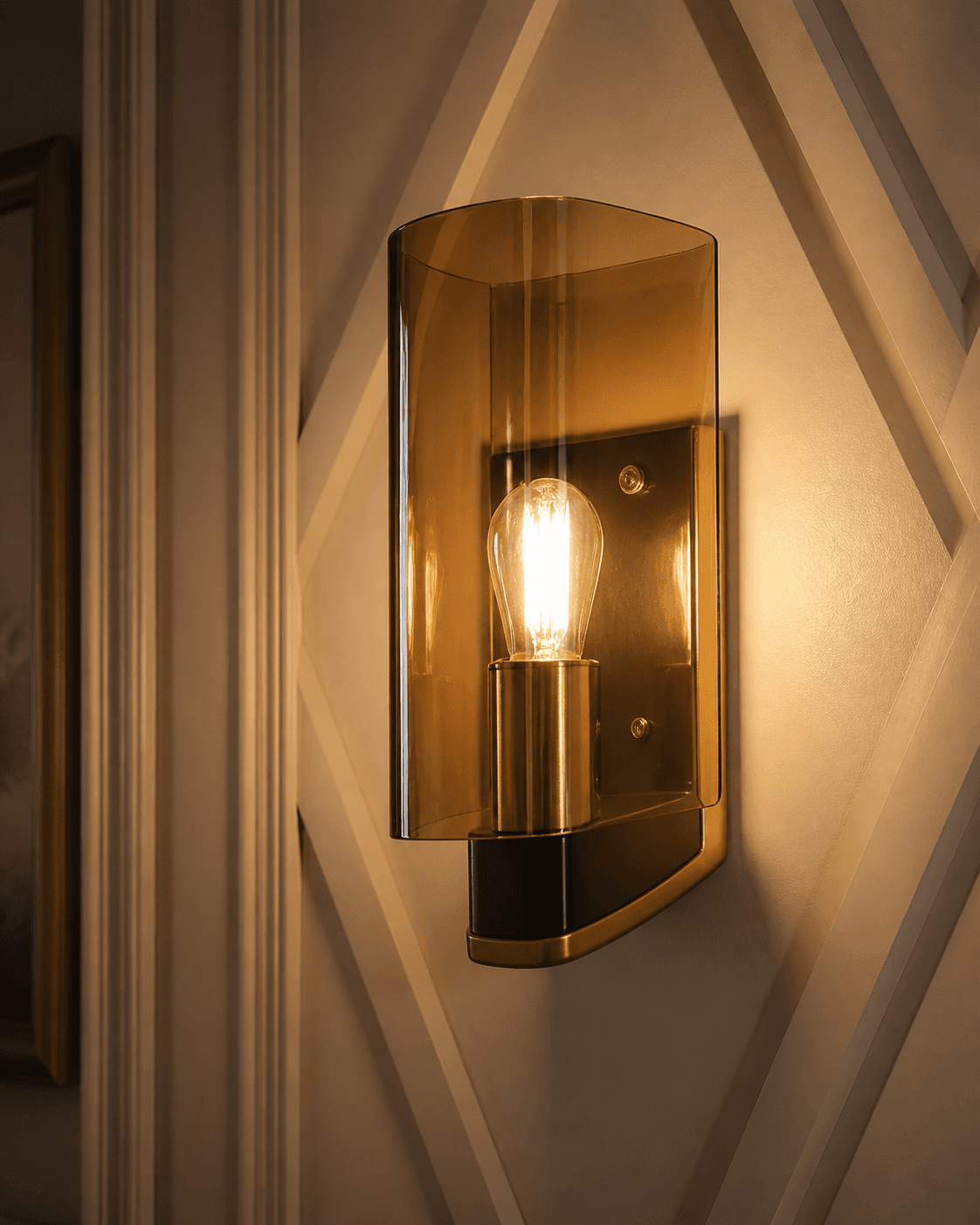 Amber Glass Modern Wall Sconce