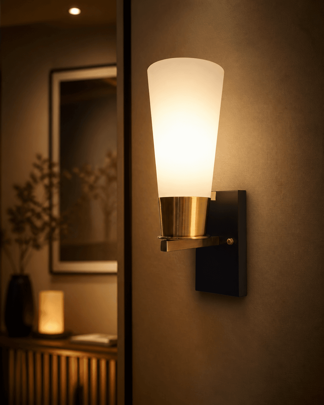 Tapered Opal Glass Wall Light