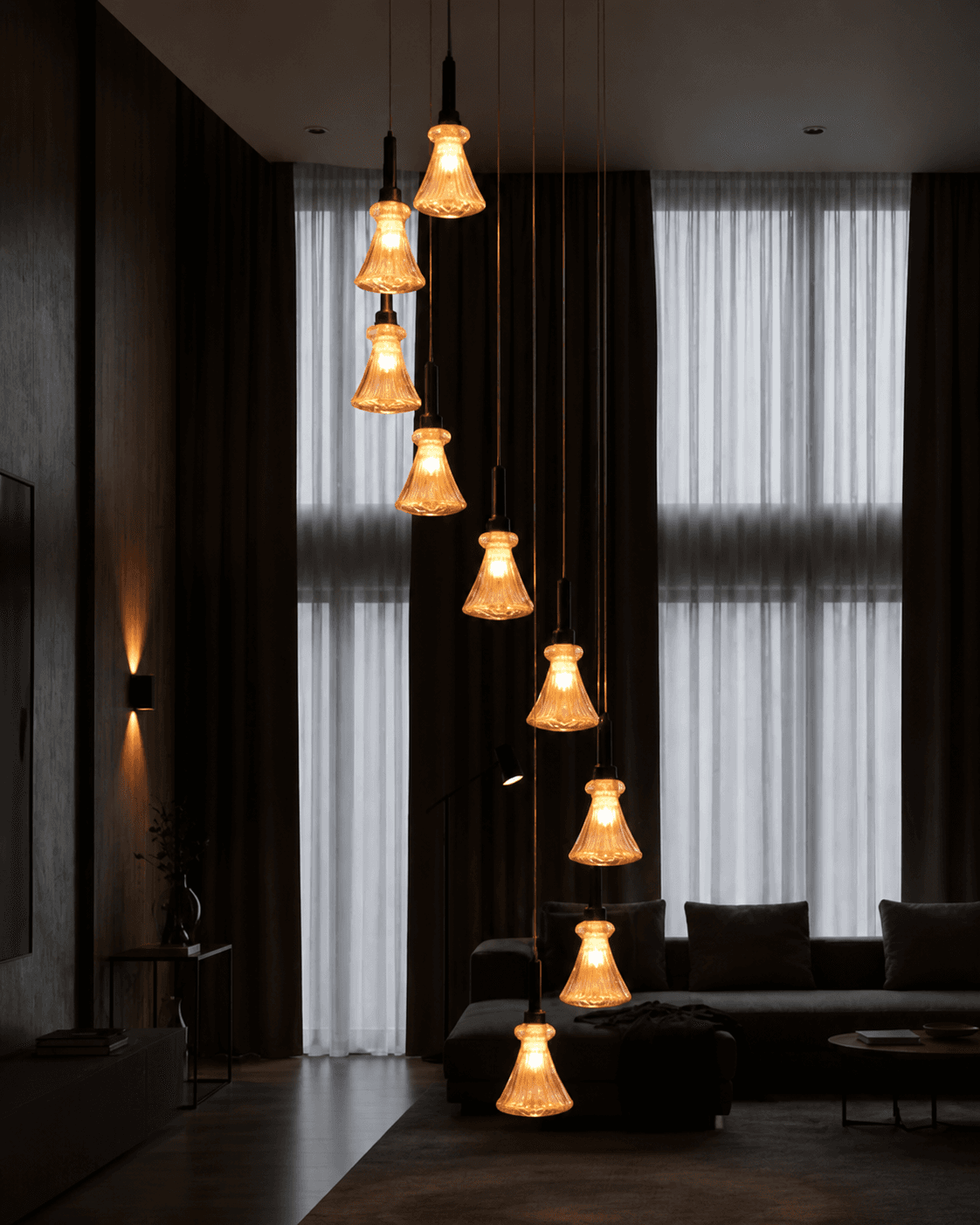 Multi-Light Cascade Pendant Chandelier