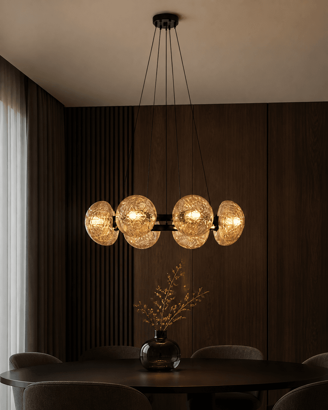 Modern Glass Globe Ring Chandelier