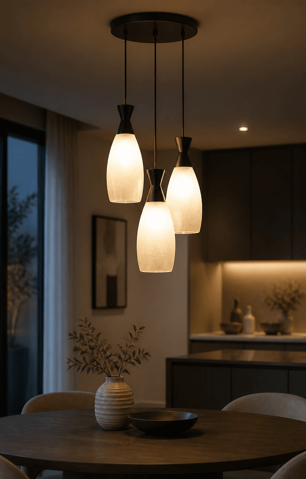 Modern 3-Light Frosted Glass Pendant