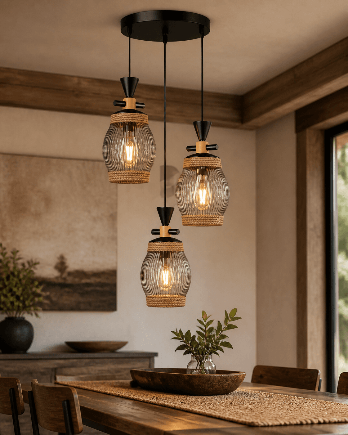 Rustic Rope Pendant Chandelier