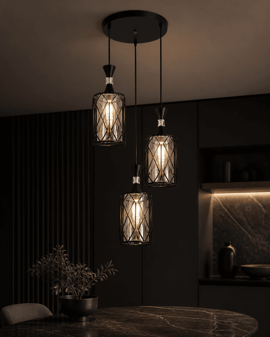 Modern Geometric Cage Pendant Chandelier