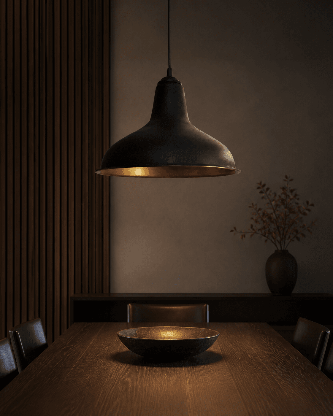 Industrial Black and Gold Bell Pendant Light