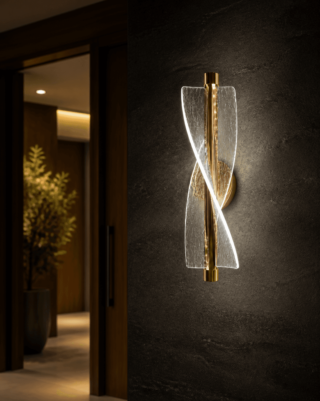 Twisted Crystal Panel Wall Sconce