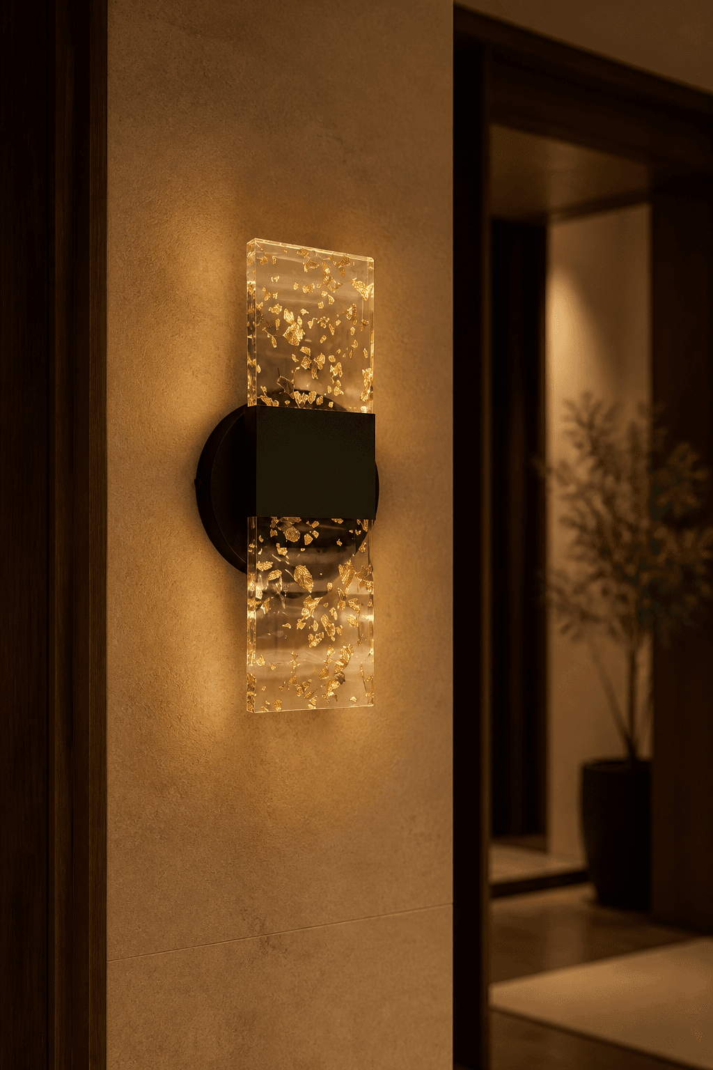 Modern Gold Leaf Rectangular Wall Sconce