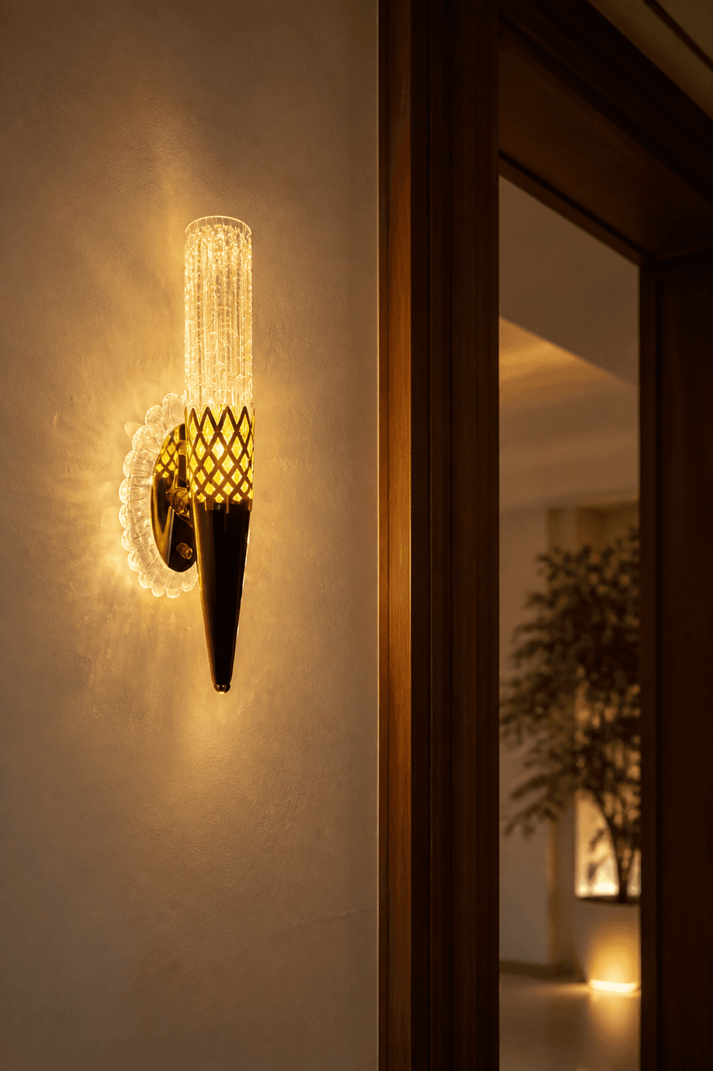 Modern Crystal and Gold Wall Sconce