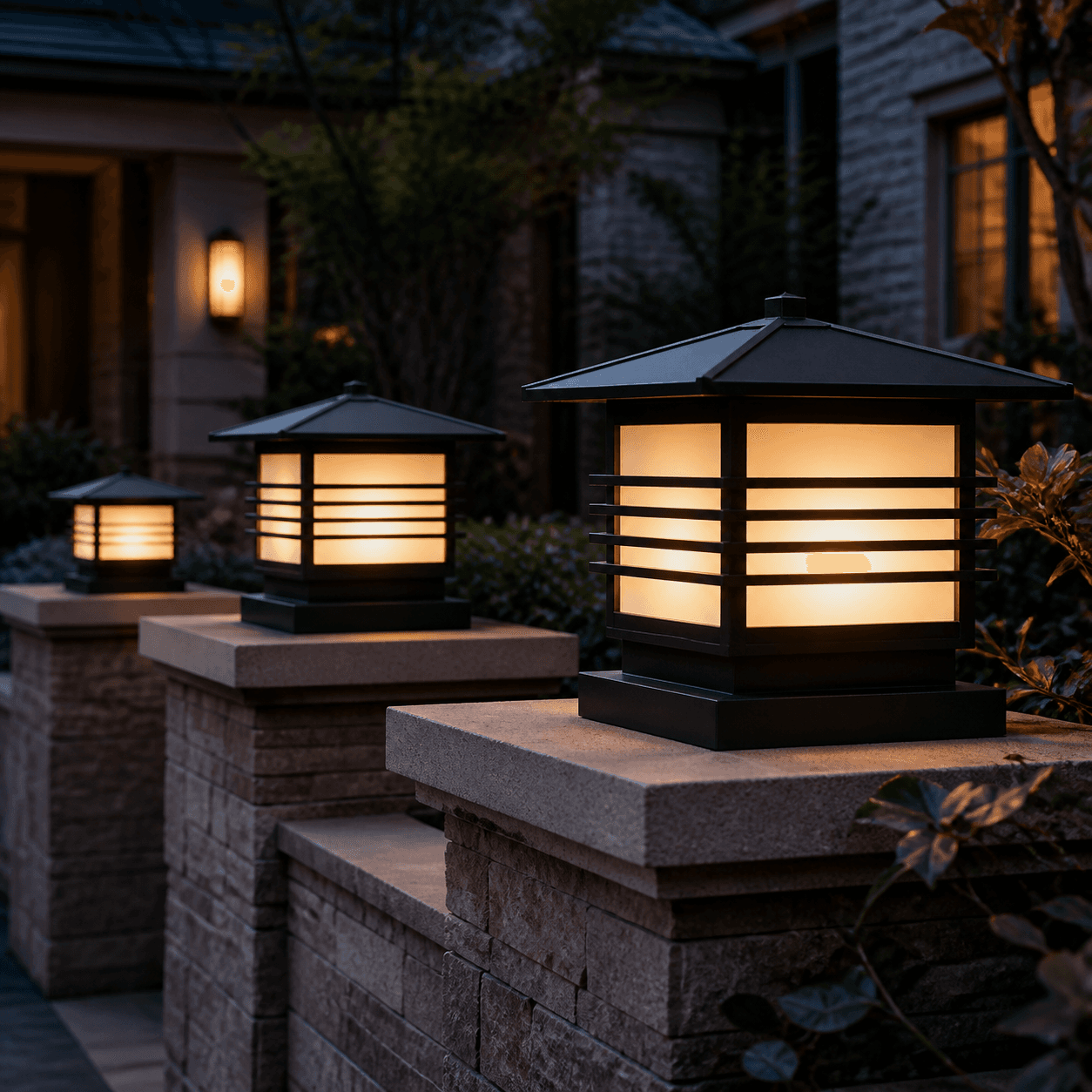 Set of Outdoor Post Cap Lanterns